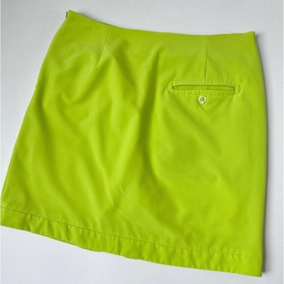 VINTAGE Groovy 70's Style Neon Lime Green Gogo Golf Mini Skort Skirt Short Small - Picture 5 of 9